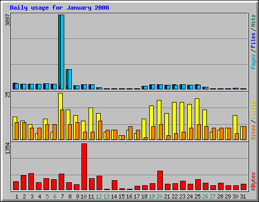 Daily usage for January 2008