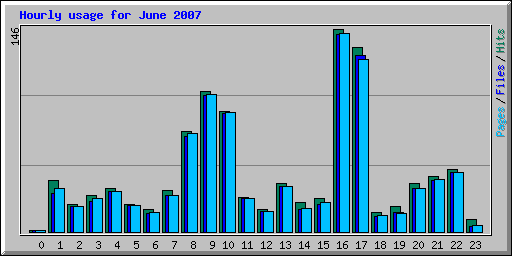 Hourly usage for June 2007